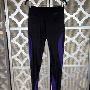 Nike Black and Purple Active Leggings